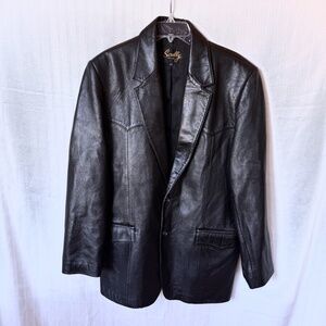 Scully Black Leather Western Blazer Jacket Sport Coat